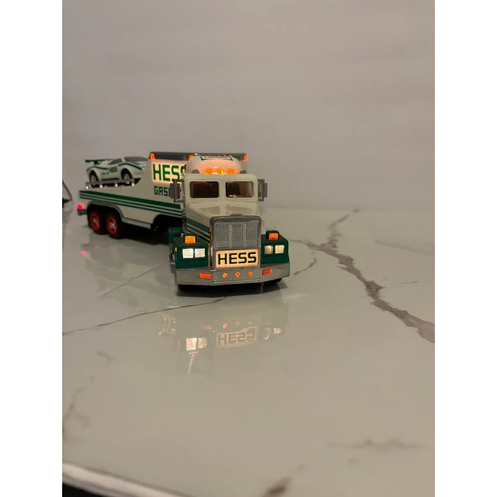 1991 Hess Toy Truck and Racer‎ Gasoline Semi Trailer with Working Lights Vintage